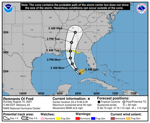 20210815 FRED 100753 5day cone with line and wind